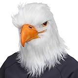 Hai Chili Weißer Adler Kopfmaske Haarig Vogel Tiermaske Latex Maske Halloween Karneval Kostüm...