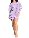 Disney Lilo und Stitch Pyjamas für Damen | Allover Print Kurzarm Damen Pyjama mit Stichmuster |...
