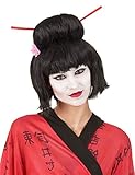 Geisha Perücke für Damen Hochsteckfrisur schwarz - Schwarz