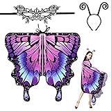 EMAGEREN Damen Schmetterling Kostüm Schmetterlingsflügel Faschingkostüme Schmetterling Kostüm...