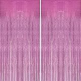 KERNOWO Lametta Vorhang Rosa Glitzer,2 Stück Party Luftschlangen für Geburtstagsdeko Glänzende...