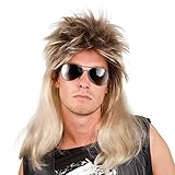 Boland 86060 - Perücke Ryan, Vokuhila, Blond-Braun, 80er Jahre, Kunst-Haar, Assi-Frisur, Proll,...