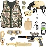 RedCrab Soldat Kostüm Kinder, 12stk. Militär Kostüm Kinder Armeespielzeug Militär Ausrüstung...