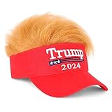 Trump 2024 Mütze Mit Haaren, Donald Trump Perücke, Bestickt, Ultra-Verstellbar,...
