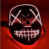 Kostümheld® LED Leucht Grusel Maske rot - wie aus Purge steuerbar, für Halloween, Fasching &...