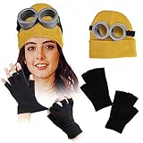 shengo Minion Schutzbrille, Goggle Eyes Despicable Me Brille und Gelber Hut Schwarze Handschuhe für...