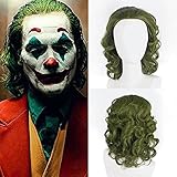 PORSMEER Herren Clown Joker Perücke Lockig Kurz Grün Cosplay Perücke Halloween Kostüm Party...
