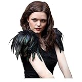 keland Damen Halloween Cosplay Feder Epaulet Shrug Schultergurt Umhänge Flügel Ein Paar (Schwarz)