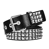 Newellsail Nietengürtel Rock Nieten Gürtel PU Leder Punk Gürtel mit Hellen Pyramiden-Nieten für...