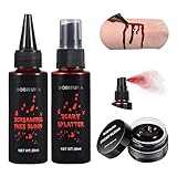 BOBISUKA Halloween Kunstblut 3er Set: 1 Geronnenes Blutplasma + 1 Kunstblut Spray + 1 Tropfendes...