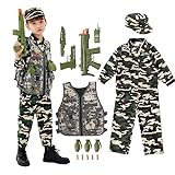 Udekit Deluxe Armee-Uniform, Cosplay-Kostüm, Soldaten-Outfits mit Uniform, taktischer Weste,...