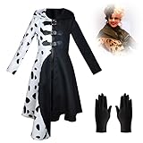 Karneval Kostüm Damen Cruella Deville Kostüm Kleid Cosplay,Böse Madame Kleid Strickjacke,Cruella...