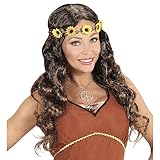 Brown 'HIPPIE / MEDIEVAL WIG WITH SUNFLOWER HEADBAND' in polybag -