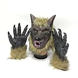 Ruisy Wolf Latex Maske mit Wolf Claws für Fasching, Karneval & Halloween - Kostüm (wolf)