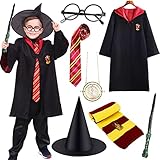 Frasheng Kostüm Kinder für Harry Potter 7-teiliges Set Bestehend aus Zauberstab, Umhang und...