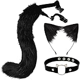 Paxrmuky Katzenohren Haarreif, Katzenkostüm Damen Erwachsener Set mit Plüsch Schwarz,...