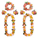 AWCIGG Hawaii Blumenkette Set 8 Stück Hawaii Kette Blumen mit 4 Armbänder 2 Stirnbänder 2...
