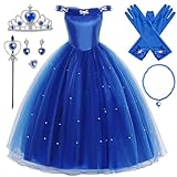 YOSICIL Prinzessin Cinderella Aschenputtel Kostüm Kleid Verkleidung mit Krone Handschuhe...
