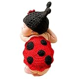 DELEY Neugeborene Baby Häkelarbeit Knit Cartoon Marienkäfer Kostüme Unisex Cap Outfit Fotografie...
