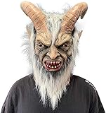 Lucifer Maske mit Hörnern Gruseliger Teufel Krampus Masken Halloween Cosplay Kostüm Requisiten...