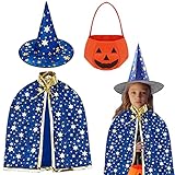 RUHM Kinder Halloween Kostüm,Wizard Cape,Hexe Zauberer Umhang,Zauberer Mantel Kinder,Zauberer...