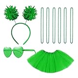Gionforsy Tutu Rock Damen Kostüm Zubehör Set mit Pompon Stirnband Halskette Sonnenbrille Tüllrock...