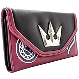 Kingdom Hearts Silberne Krone Metall Emblem Portemonnaie Clutch mit Münzfach & Kartenhalter, Rot