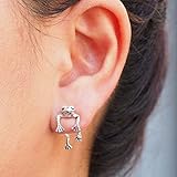 2023 Silber Frosch Ohrringe für Frauen Vintage Frosch geformte Ohrstecker Nette Tier Ohrringe für...