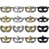 FEQO 16 Stück Venezianische Maskerade Maske Damen Herren Vintage Antike Masken Augenmaske Retro...