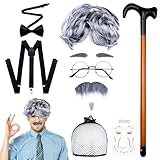 7 Stück Opa Kostüm Set, 1920s Jahre Kostüm Accessoires Herren, Alter Mann Cosplay Kostüm Set mit...