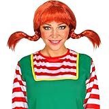 WIDMANN MILANO PARTY FASHION 46916 - Perücke Lustiges Mädchen mit 2 geflochtenen Zöpfen, rot,...