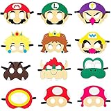 REDO 12 Stück Masken Geburtstag Augenmaske,Charakter Masken Passen für Kinder Maskerade Halloween...
