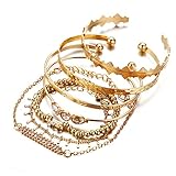 LuLiyLdJ Ein Set von 7 böhmischen Kristallarmbändern mit goldenen Quastenarmbändern, geeignet...