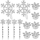 12 Stück Schneeflocken Haarspangen Glänzende Strass Legierung Schneeflocken Haarspangen Set,...