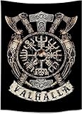 Arsey Wikinger Deko Wandteppich Vegvisir Achsen Hammer Valhalla Wand Tuch Nordische Mythologie...