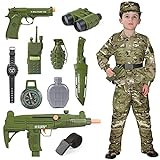 vamei 13stk. Militär Kostüm Kinder Armee Uniform Soldaten Kostüm für Kinder Armee Kostüm...
