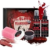 4 PCS Kunstblut Fake Blood Halloween schminke SFX Makeup Kit - Koaguliertes Kunstblut, Blutspray,...