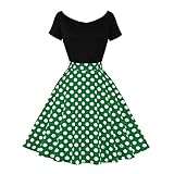 Rockabilly Kleider Damen Vintage Gepunktet Schulterfrei Kurzarm A-Linie Partykleid 50er Jahre Retro...
