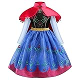 IWEMEK Anna Kostüm Mädchen Prinzessin Kleid Mit Umhang 2tlg Kinder Karneval Verkleidung Party...