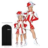WOOOOZY Damen-Kostüm Tanzmariechen rot-weiß Gr. 42 - inklusive praktischem Kleidersack