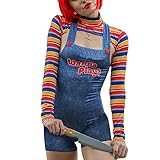Mugoebu Damen 2 PCs Halloween Kostüme gruselige Albtraum Killer Doll wollen Filmcharakter Kleid...