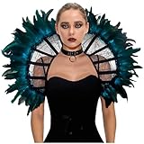 keland Damen Gothic Feder Kragen Umhang Federkragen Viktorianisch Spitzenkragen Halloween Cosplay...