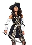 Leg Avenue 85563 4 teilig Set Meer Seeräuber, Damen Karneval Kostüm Fasching, M, schwarz/Gold