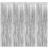 Feibmir 4 Stück Silber Lametta Vorhänge,Glitzer Vorhang Deko,Lametta Weihnachtsbaum,für...