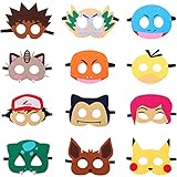 Liekadijiae 12 Stück Cosplay Pikachu Maske, Augenmaske Party Face Mask, Kindermasken Tiere, Kinder...