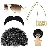 70er Jahre Bekleidung Herren,80er Jahre Outfit Herren,Hippie Kostüm Herren,Hippie Kostüm,Afro...
