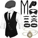 Blulu 1920er Herren Gatsby Kostüm Zubehör Set 1920er Männer Kostüm Gangster Kostüm Zubehör...