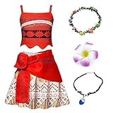 JMOCD Mädchen Moana Kostüm,Prinzessin Kleid Abenteuer Outfit Vaiana Cosplay Kleidung Halloween...
