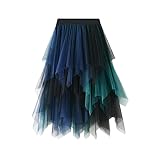Damen Rock Tüll Unregelmäßig Unterrock Lagenrock Ballett Tutu Abschlussball Party Faltenkleid...