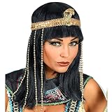 Widmann 02089 - Perücke ägyptische Königin, schwarz, mit Perlenstirnband und Schlange, Karneval,...